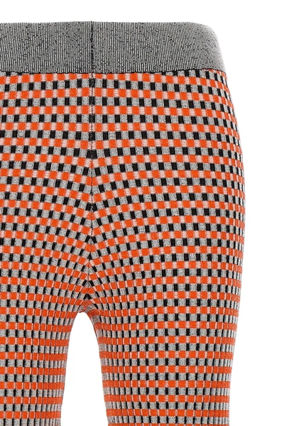 Rabanne Jacquard Checkered Flared Trousers With Buttoned Waistband In Multicolor