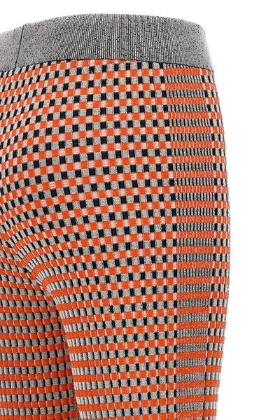 Rabanne Jacquard Checkered Flared Trousers With Buttoned Waistband In Multicolor