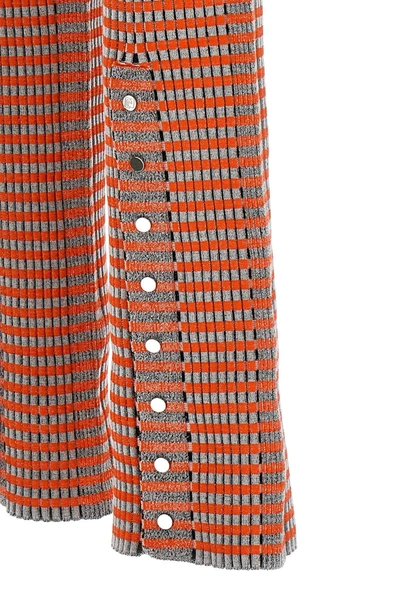 Rabanne Jacquard Checkered Flared Trousers With Buttoned Waistband In Multicolor