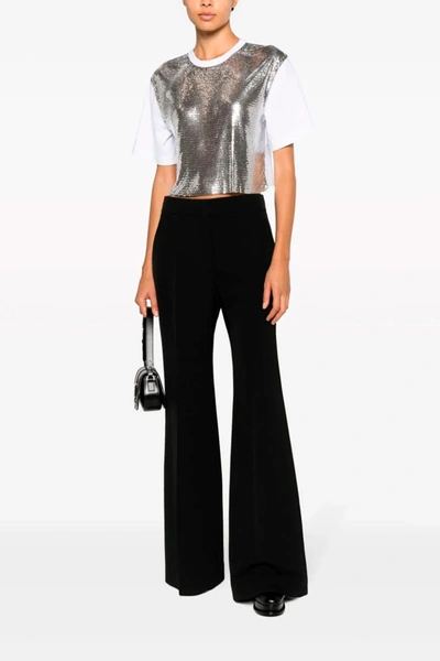 Rabanne Cropped Cotton-jersey And Chainmail T-shirt In Silver