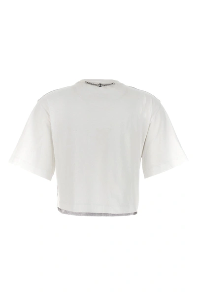 Rabanne Cropped Cotton-jersey And Chainmail T-shirt In Silver