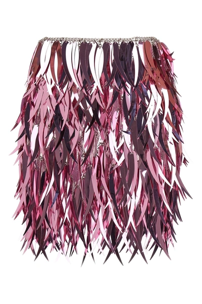 Shop Rabanne Women Metallic Feather Skirt In Pink