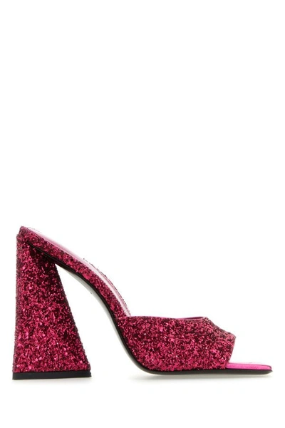 Shop Attico The  Woman Fuchsia Glitters Devon Mules In Pink