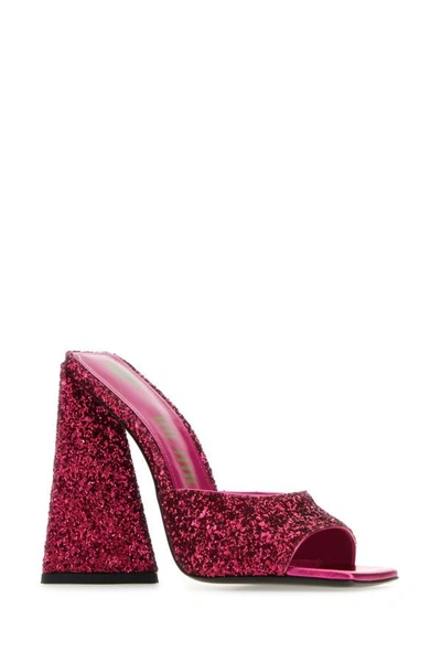 Attico 115mm Devon Glittered Mules In Pink