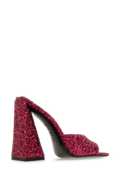 Attico 115mm Devon Glittered Mules In Pink