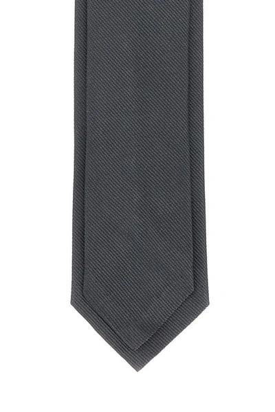 Shop Thom Browne Man Dark Grey Silk Tie In Gray