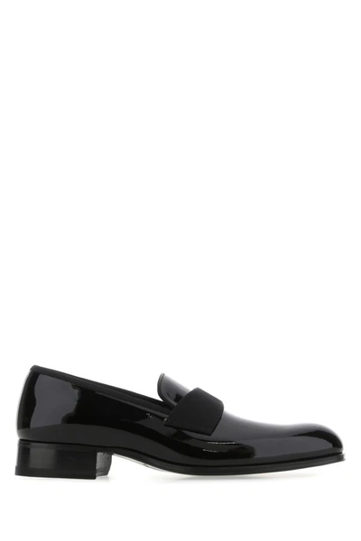Shop Tom Ford Man Black Leather Loafers