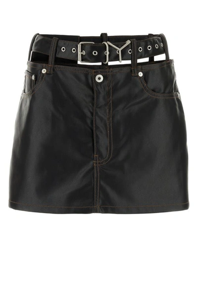Shop Y/project Y Project Woman Black Denim Mini Skirt