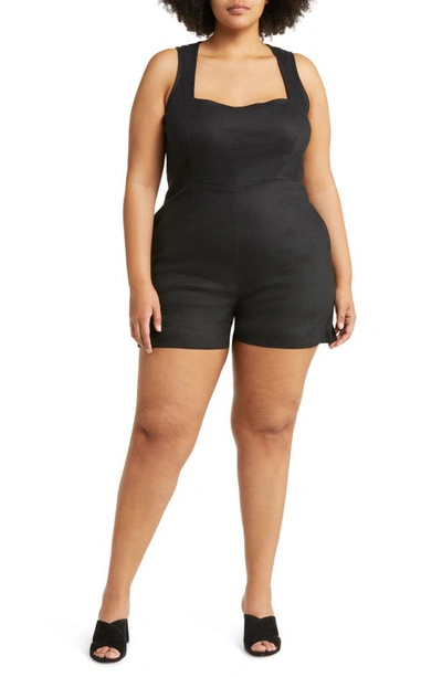 Chelsea28 Linen Blend Romper In Black