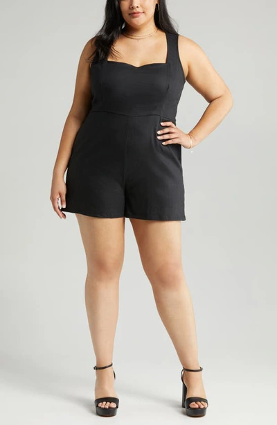 Chelsea28 Linen Blend Romper In Black