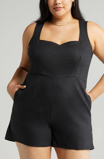 Chelsea28 Linen Blend Romper In Black