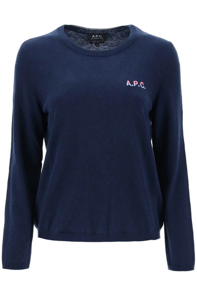 Shop Apc A.p.c. 'albane' Crew-neck Cotton Sweater In Blue