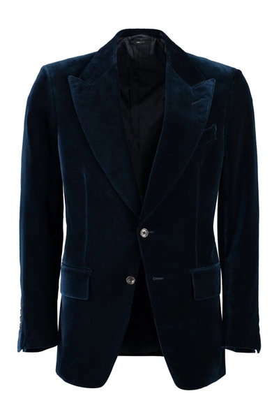 Shop Tom Ford Atticus Velvet Jacket In Blue