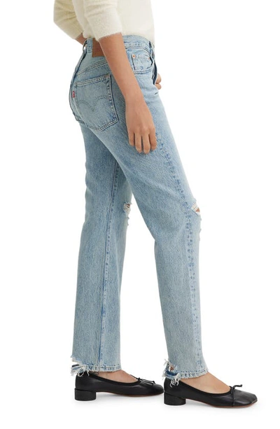 Shop Levi's 501® Ripped High Waist Straight Leg Jeans In Morning Joyride