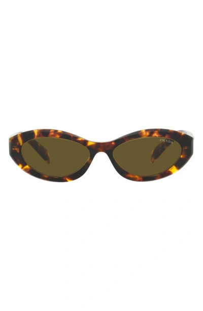 Shop Prada 55mm Irregular Sunglasses In Dark Brown