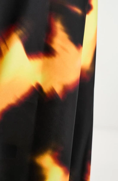 Shop Asos Design Bias Cut Satin Midi Skirt In Black Multi