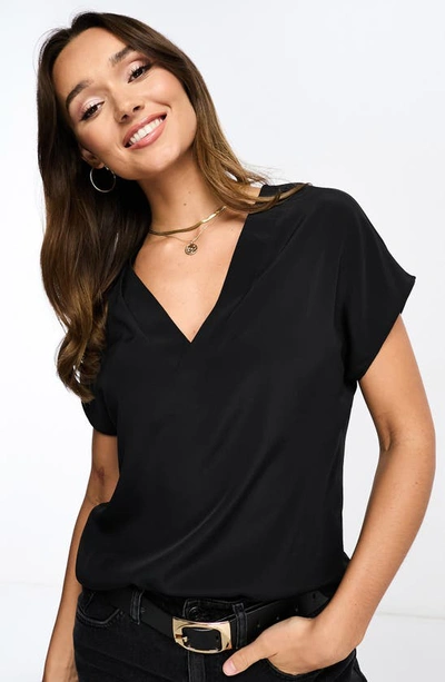 Shop Asos Design V-neck Top In Black