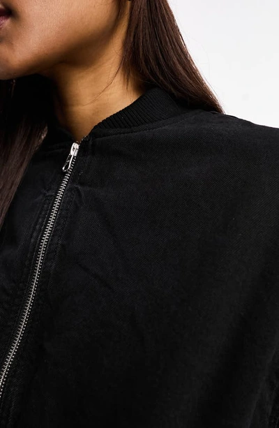 Shop Asos Design Denim Bomber Jacket In Black