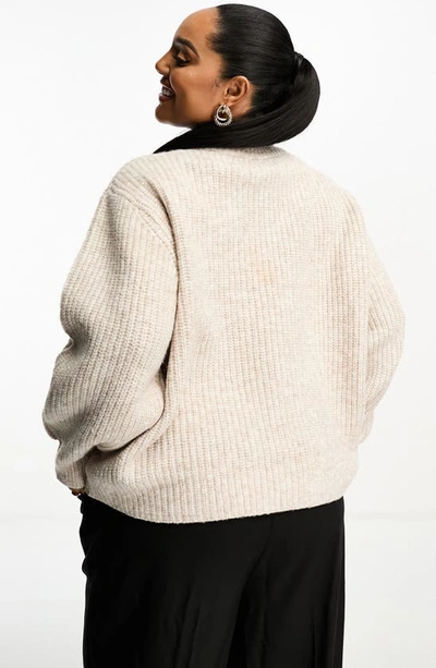 Shop Asos Design Curve Rib Sweater In Beige