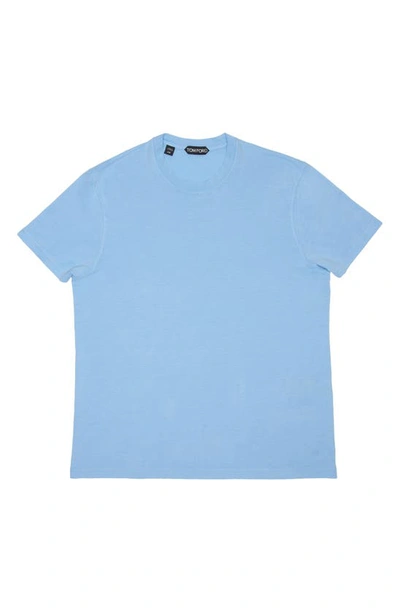 Shop Tom Ford Short Sleeve Crewneck T-shirt In Azur