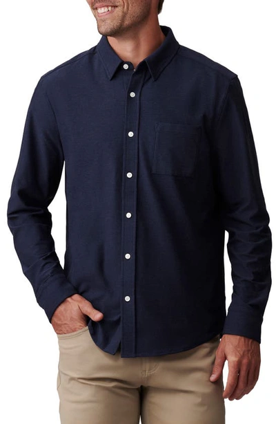 Shop Rhone Wfh Knit Button-up Shirt In Navy
