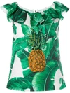 DOLCE & GABBANA sequinned pineapple brocade top,DRYCLEANONLY