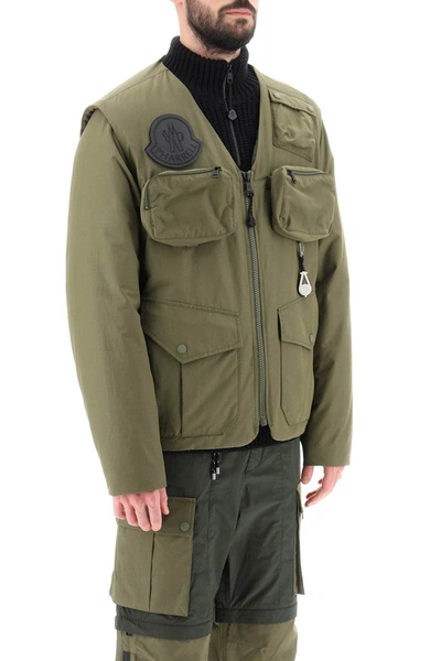 Shop Moncler Genius Moncler X Pharrel Williams Maple Short Puffer Jacket With Detachable Sleeves In Green