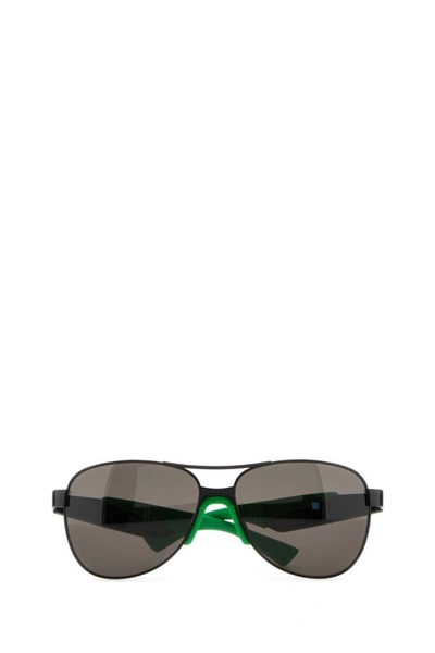 Shop Bottega Veneta Man Black Metal Mitre Aviatore Sunglasses In Multicolor