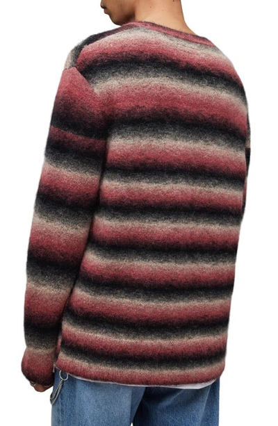Shop Allsaints Aurora Stripe Wool & Mohair Blend Sweater In Pink Marl