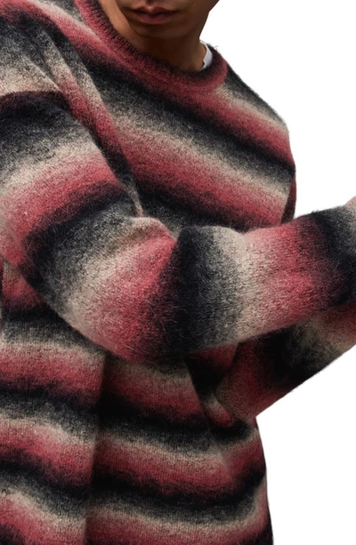 Shop Allsaints Aurora Stripe Wool & Mohair Blend Sweater In Pink Marl