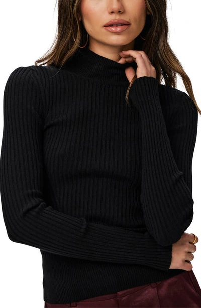 Paige Raisa Ribbed Mock Neck Sweater In Black