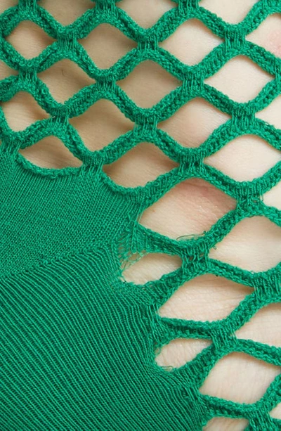 Shop High Heel Jungle Hedge Fishnet Cotton Blend Crew Socks In Green