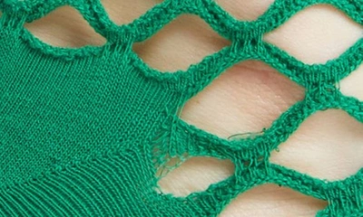 Shop High Heel Jungle Hedge Fishnet Cotton Blend Crew Socks In Green