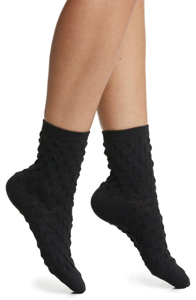 Shop High Heel Jungle Dot Texture Crew Socks In Black