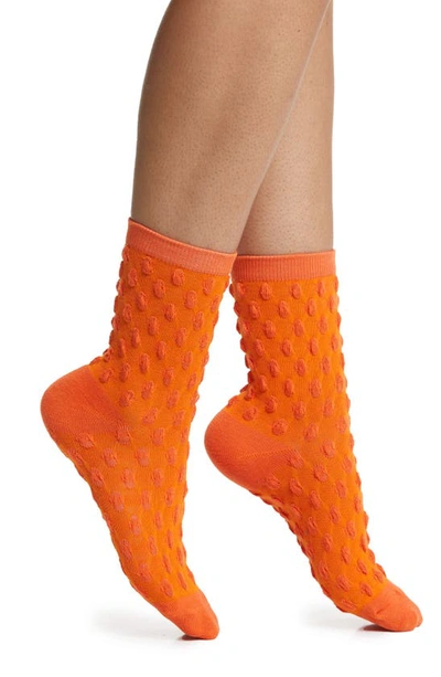 Shop High Heel Jungle Dot Texture Crew Socks In Orange