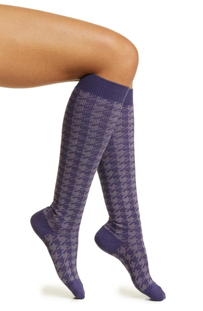 Shop High Heel Jungle Houndstooth Knee Socks In Lilac