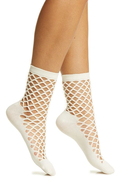 Shop High Heel Jungle Hedge Fishnet Cotton Blend Crew Socks In White