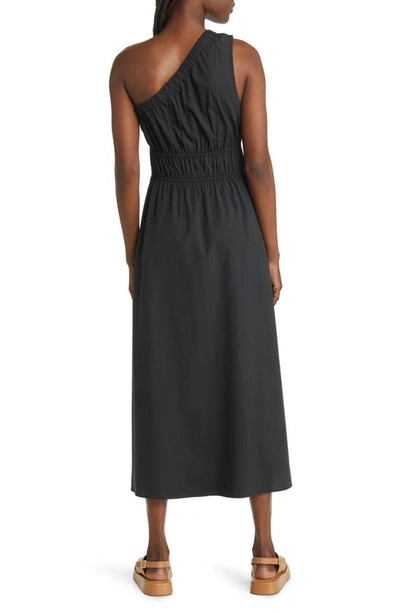 Shop Rails Selani One-shoulder Cotton Poplin Dress In Black
