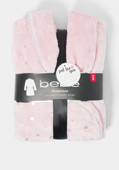 Shop Bebe Sliver Foil Plush Robe In Light Pink