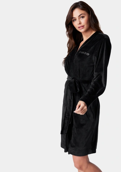 Shop Bebe Velour With Rhinestones Robe In Black