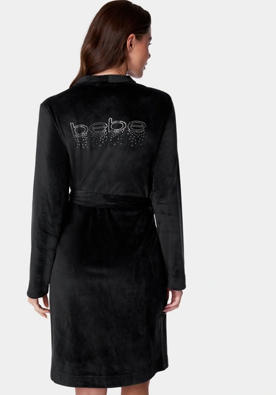 Bebe Velour With Rhinestones Robe In Black
