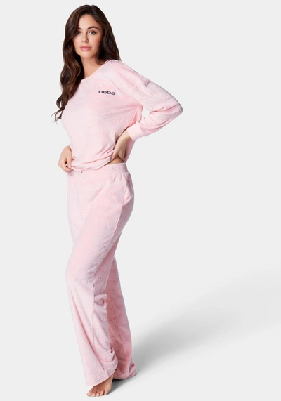 Bebe Burnout Velour Pajama Set In Light Pink