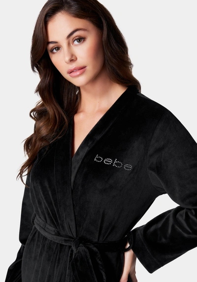 Bebe Velour With Rhinestones Robe In Black