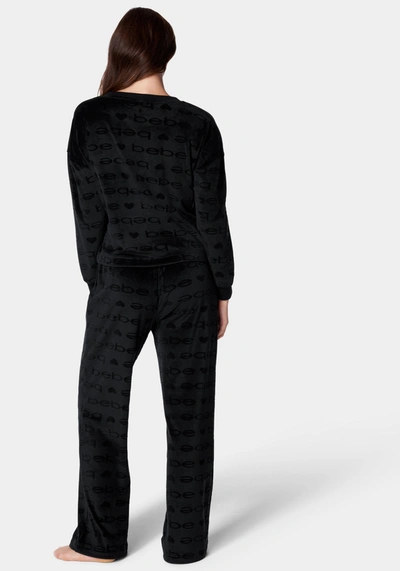 Shop Bebe Burnout Velour Pajama Set In Black