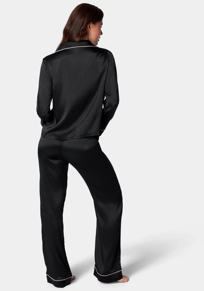 Bebe Luxury Textured Charmeuse Pajama Set In Black
