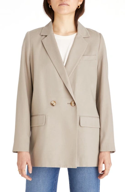 Shop Madewell Caldwell Drapeweave Double Breasted Blazer In Pumice