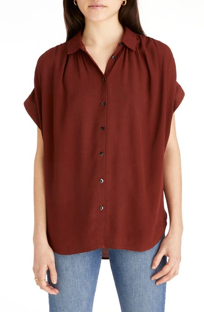 Shop Madewell Central Drapey Shirt In Stained Mahogany