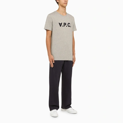 Shop Apc A.p.c. Logoed Grey Crewneck T Shirt