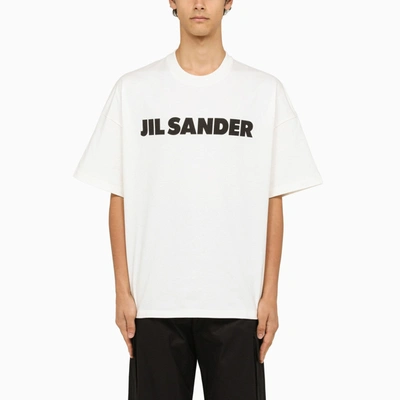 Shop Jil Sander White Wide T Shirt With Logo