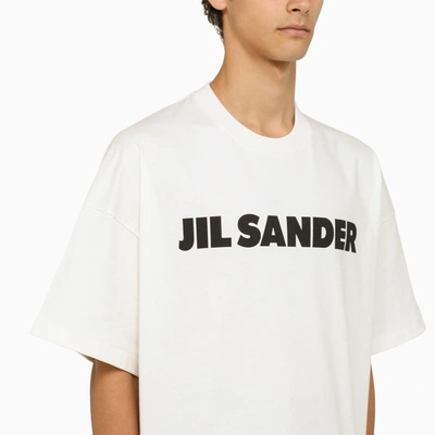 Shop Jil Sander White Wide T Shirt With Logo